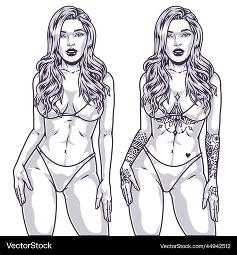 Hot Beach Girl Monochrome Label Royalty Free Vector Image