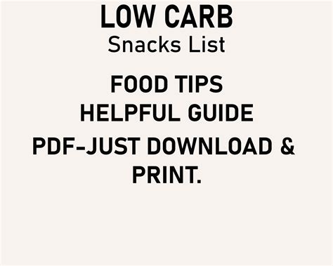Low Carb Snack List, Low Carb Food List Printable Keto, Low Carb Food