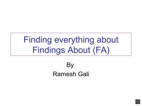 finding   findings  fa