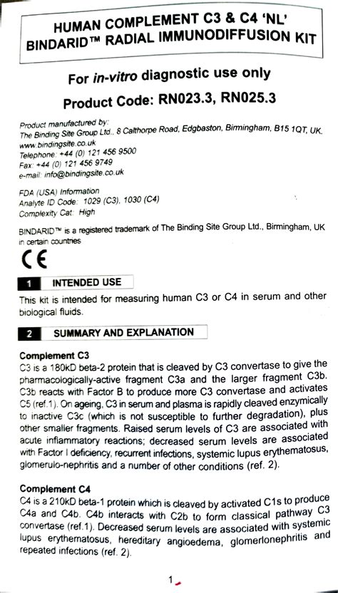 C3 Rid Kit Helo Human Complement C3 And C4 Nl Bindaridtm Radial