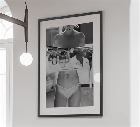 Naked Woman Reading Magazine Print Black And White Fashion Poster Hypebeast Printable Wall