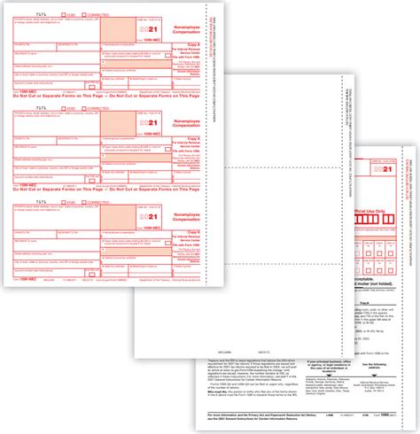 Irs Approved Nec Income Blank Set Part