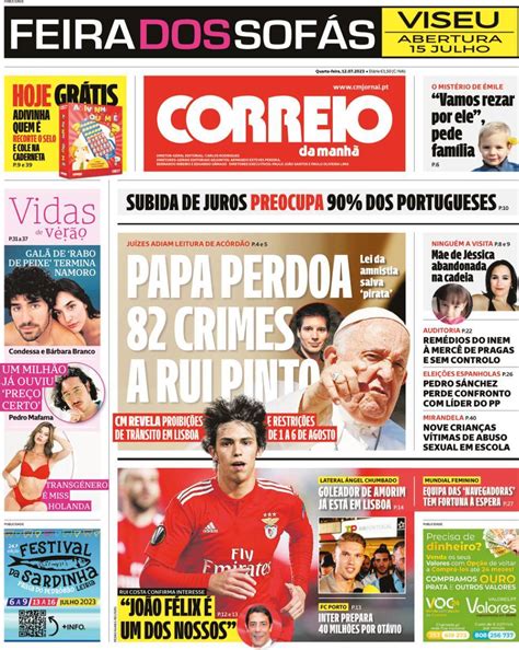 Capa Correio da Manhã 12 julho 2023 capasjornais pt