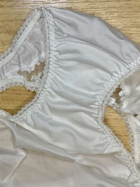 Vintage WACOAL Slippery White Nylon Panty Sheer Lace Bikini Hi Cut