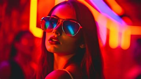 Atractiva mujer en bikini bailando en una abrasadora fiesta de baile de verano iluminación de