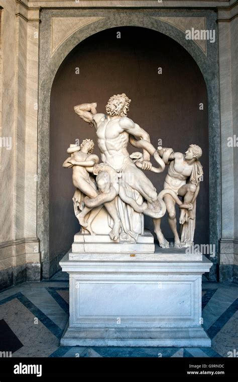 Laocoon Group Marble Statue Priest Of Apollo Snake Vatican Stock