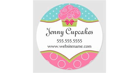Whimsical Cupcake Bakery Box Seals Zazzle Bolo