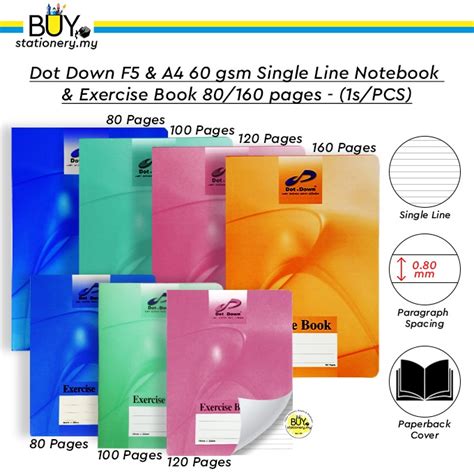 Dot Down F5 A4 Exercise Book Buku Nota Notebook 80 100 120 160 Pages