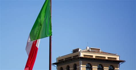 flag  italy  building  tower  stock photo