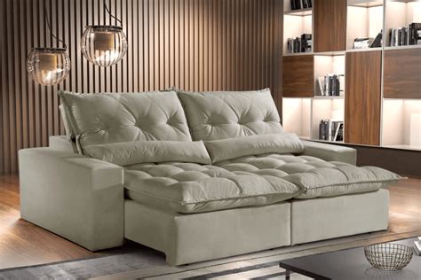 Sofá Confortável 3 Lugares - Sofá Retrátil 3 Lugares Avalon 2 Módulos X 80cm - Bege | MadeiraMadeira