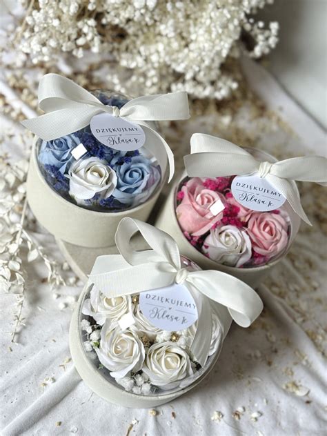 FLOWER BOX Z KWIATAMI MYDLANYMI - podziękowanie RÓŻNE KOLORY - Mamka