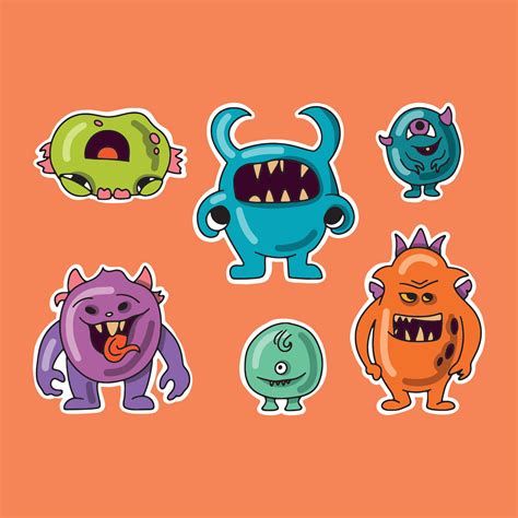 Dibujos Animados Monstruos Vector Conjunto De Dibujos Animados Monstruos Aislado Diseño Para