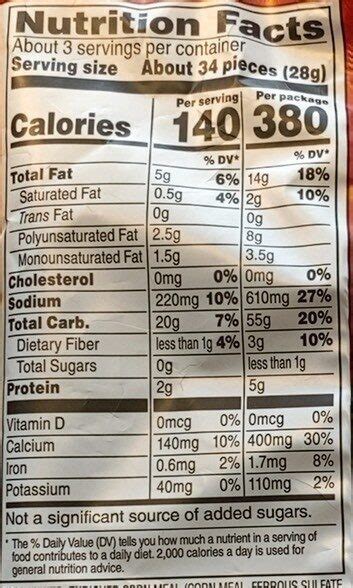 Hot Cheetos Nutrition Label