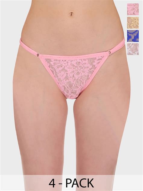 Buy SELFCARE Pack Of 4 Low Rise Laced Bikini Briefs Briefs For Women 29009606 Myntra