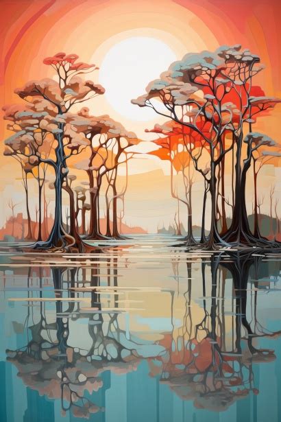 Autumn Tree Reflection Art Free Stock Photo - Public Domain Pictures