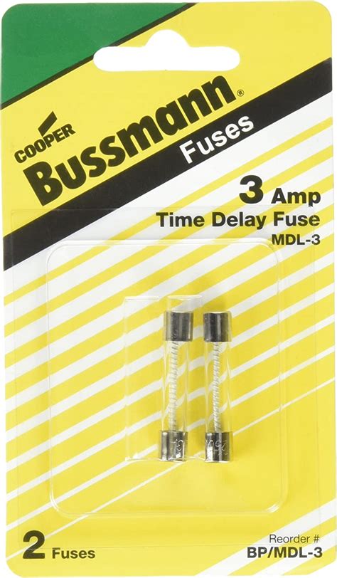 Bussmann Bp Mdl 3 3 Amp Time Delay Glass Tube Fuse 250vac Ul Listed Carded 2 Pack Pack Of 1