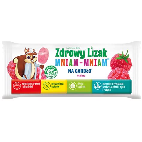 ZDROWY LIZAK MNIAM MNIAM NA GARDŁO BEZ CUKRU BEZ GLUTENU 6g