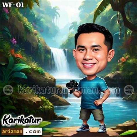 karikatur  air terjun karikatur digital  kado unik