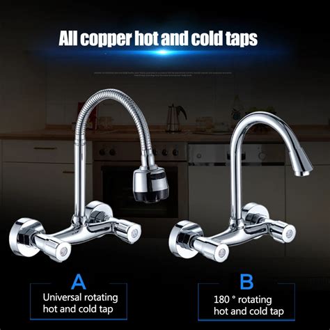 Pc All Copper Kitchen Mixer Cold And Hot Tap Double Hole Water Tap Kitchen Hot And Cold Water