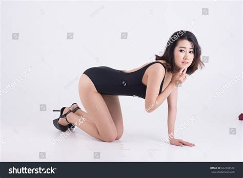 Sexy Asian Woman On Black Bikini Stock Photo Shutterstock