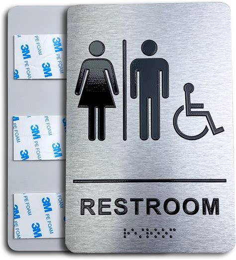 Amazon.com: Unisex Bathroom Signs for business, Brushed Aluminum all