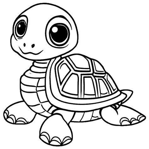 Cute Turtle Coloring Page · Creative Fabrica