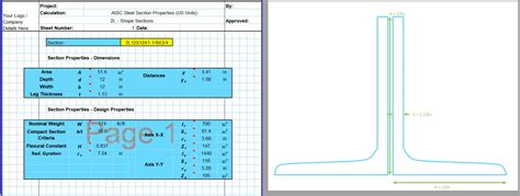 AISC Steel Section Properties Spreadsheet 2L CivilWeb Spreadsheets