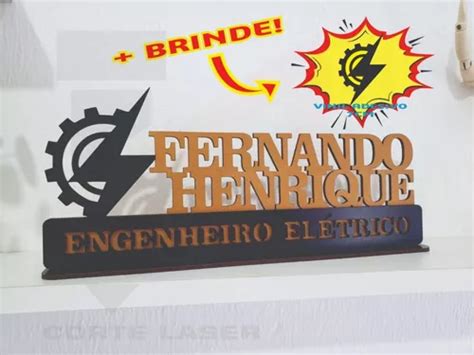 Placa Profiss O Engenheiro El Trico Nome Personalizado Mdf