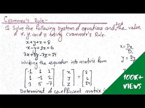 Cramer S Rule 3x3 Cramer S Rule Determinant Method YouTube