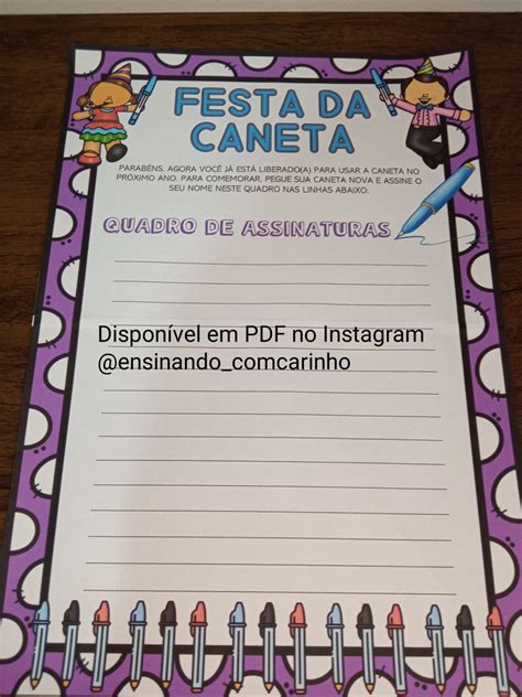 Festa Da Caneta Para Imprimir - PDF FESTA DA CANETA – Professora Cris – Ensinando com carinho