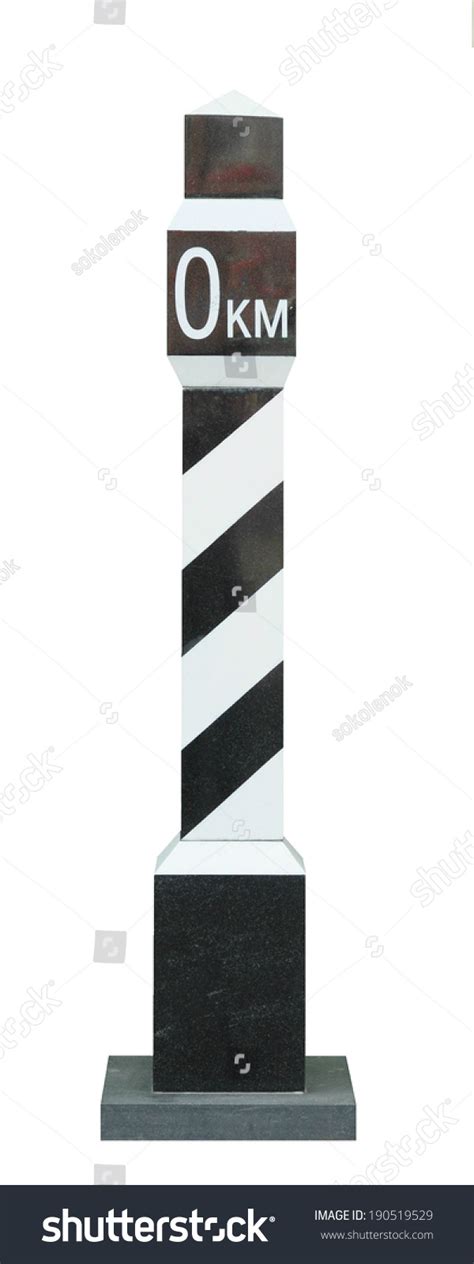 milepost marked   white background stock photo
