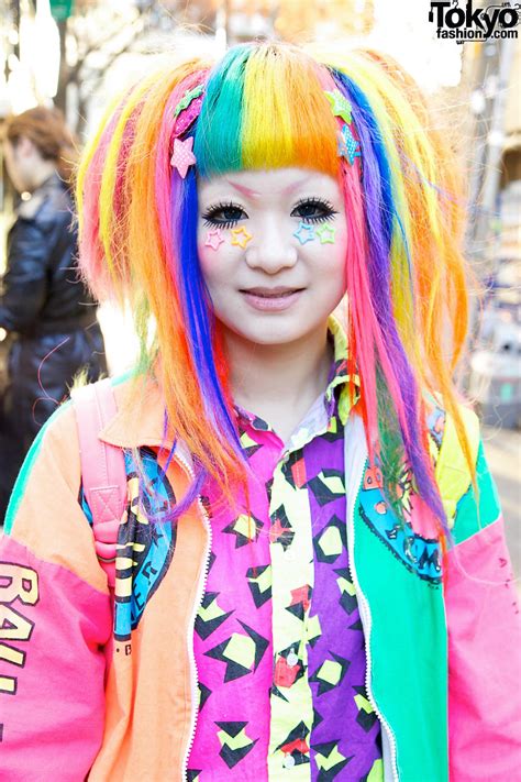 Bright Rainbow Colored Harajuku Decora Girls Maimai And Marina Tokyo