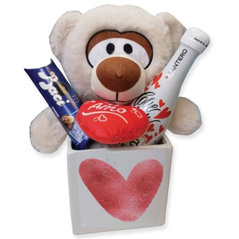 Regalo San Valentino Con Vasetto E Baci Santero E Peluche