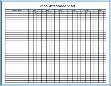 school attendance sheet template word templates