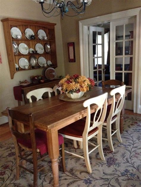 Farmhouse Table With Mismatched Chairs Rustic Dining Dining Table