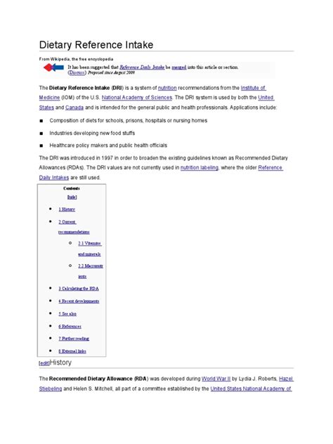 how to calculate dietary reference intake