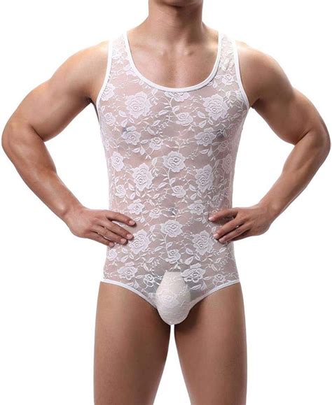 Men S Sheer Lace Lingerie Bodysuit Floral Sissy India Ubuy