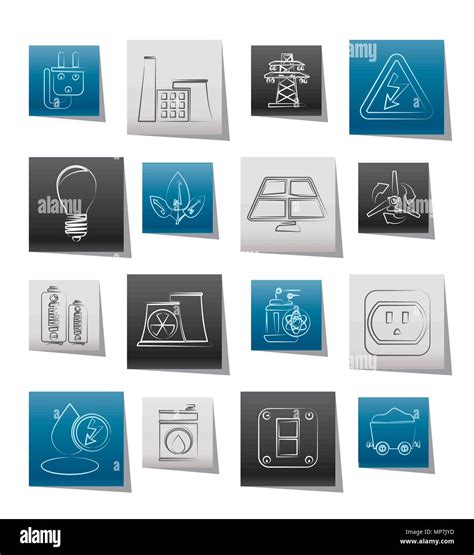 Power Energie Und Strom Symbole Vektor Icon Set Stock Vektorgrafik