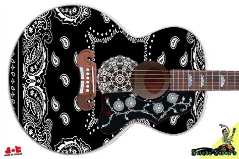 115 Righty Jumbo Acoustic Guitar Skin Black Bandana