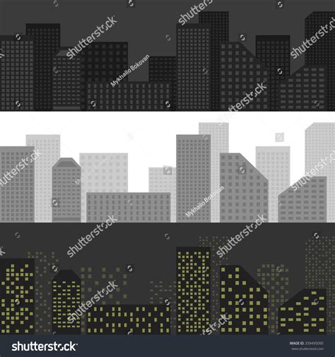 City Skyline Detailed Silhouette Set Vector Stock Vector Royalty Free