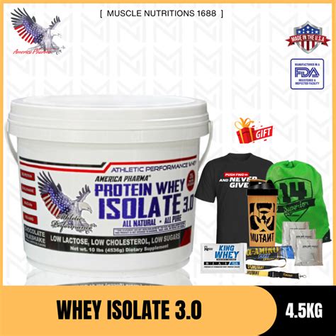 America Pharma Whey Isolate Protein 3 0 10lbs 4 5kg Free Gift Susu