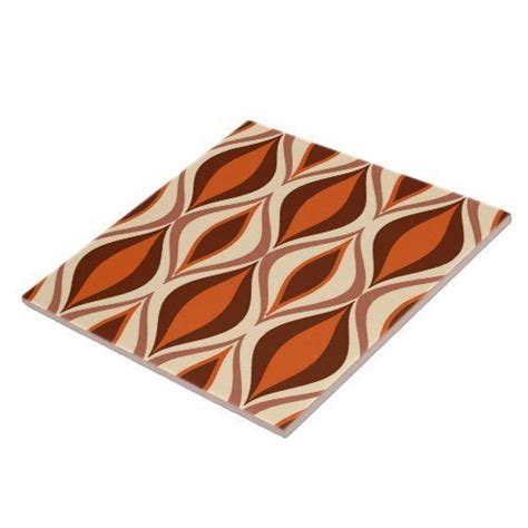 Mid Century Modern Diamonds Brown Beige And Rust Ceramic Tile Zazzle