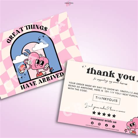 Retro Thank You Card Canva Template,Editable Business Thank You Card