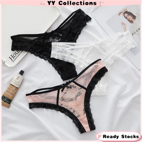 Ready Stock Women Panties Underwear Low Rise Lace T Back Thong Lingerie Seluar Dalam Seksi