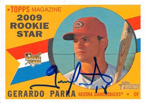 Gerardo Parra Autographed Baseball Card Arizona Diamondbacks 2009