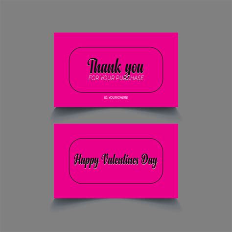 Thank you card for valentines day template pink color and black vector 5515811 Vector Art at ...