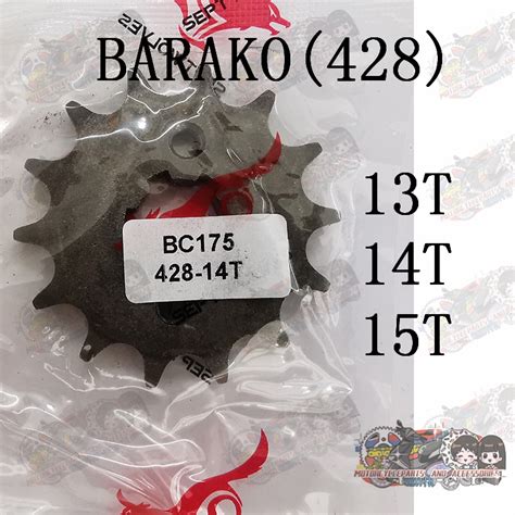 LJ Motorcycle Front Engine Sprocket Barako 13t 14t 15t 428 Shopee