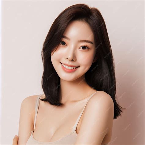 Premium Ai Image Portrait Beauty Woman Asian Star Skincare Smile To Camera