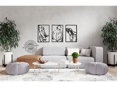 Man Body Wall Art Wooden Wall Art Male Line Art Abstract Man Art Naked Body Art Line