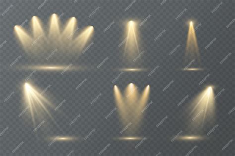 Прожектор. векторный набор света. студийное освещение. сценический ...